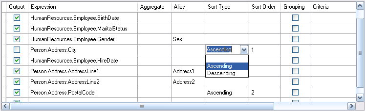 Defining dataset sorting